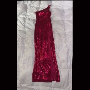 Pink one strap prom dress